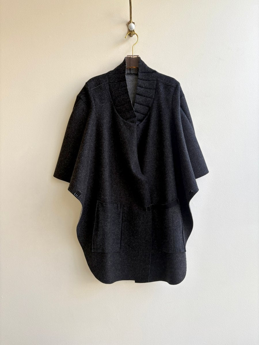 Wool Reversible DP Cape 2T Double Pleat - Made X Hudson