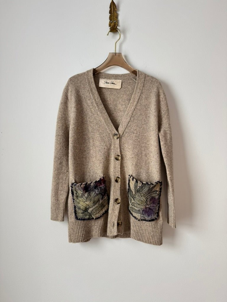 Button Down Cardigan w/ Eco - Printed Patch Pockets (Reworked) - Made X Hudson