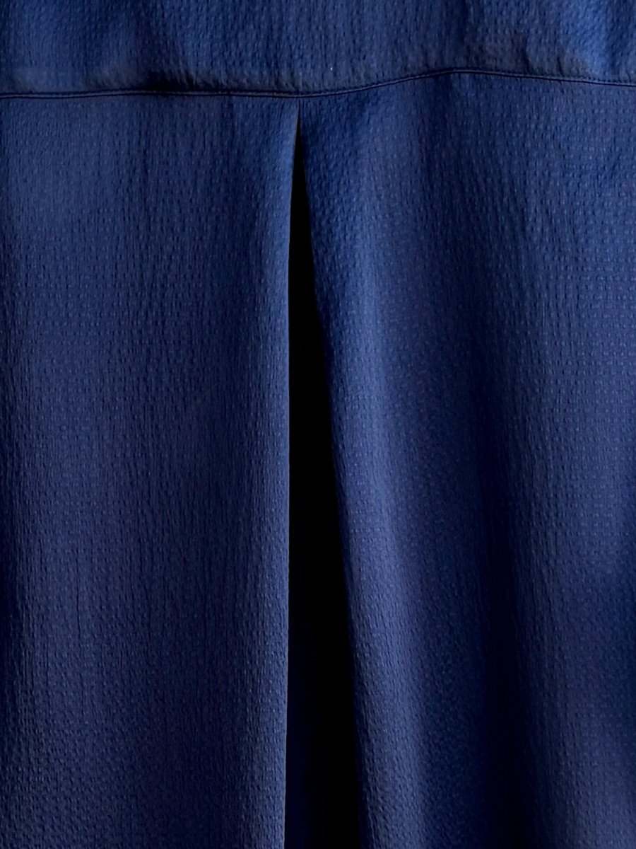 Short Sleeve Popover Shirt in Textured Navy Charmeuse - Made X Hudson