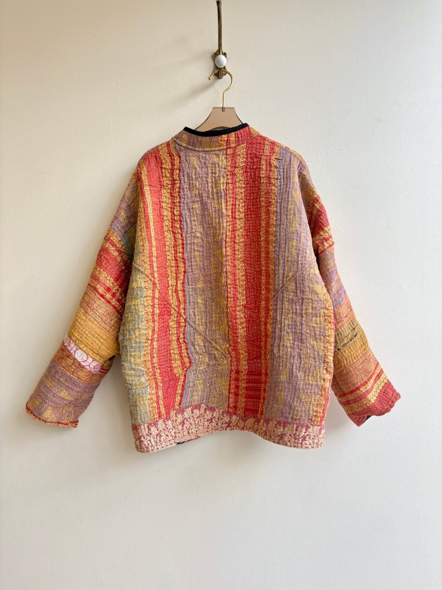 Reversible Ladhiya Quilted Jacket in Colors Black, Pink, Cream & Salmon, Lavender, Gold, Orange - Made X Hudson