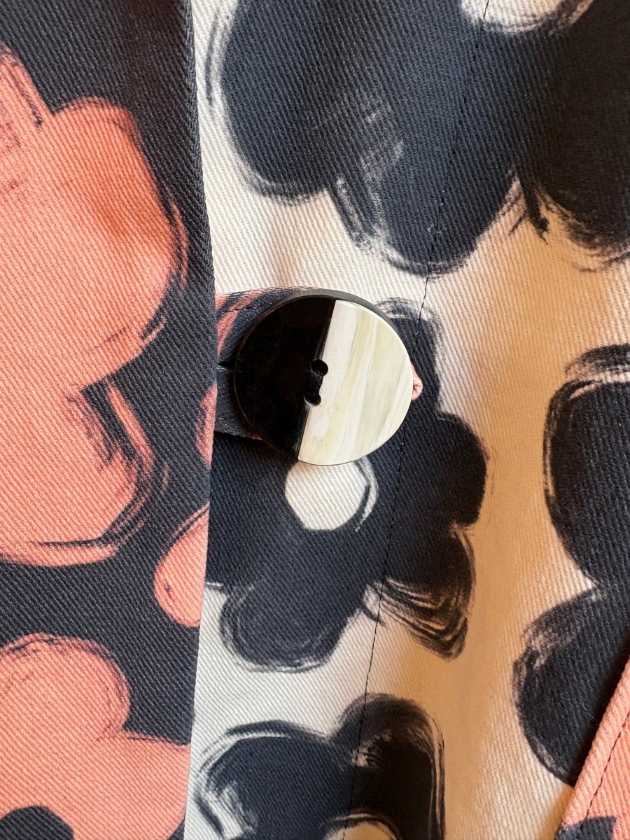 Orange & Black Flower Boxy Jacket w/ Patch Pockets - Made X Hudson