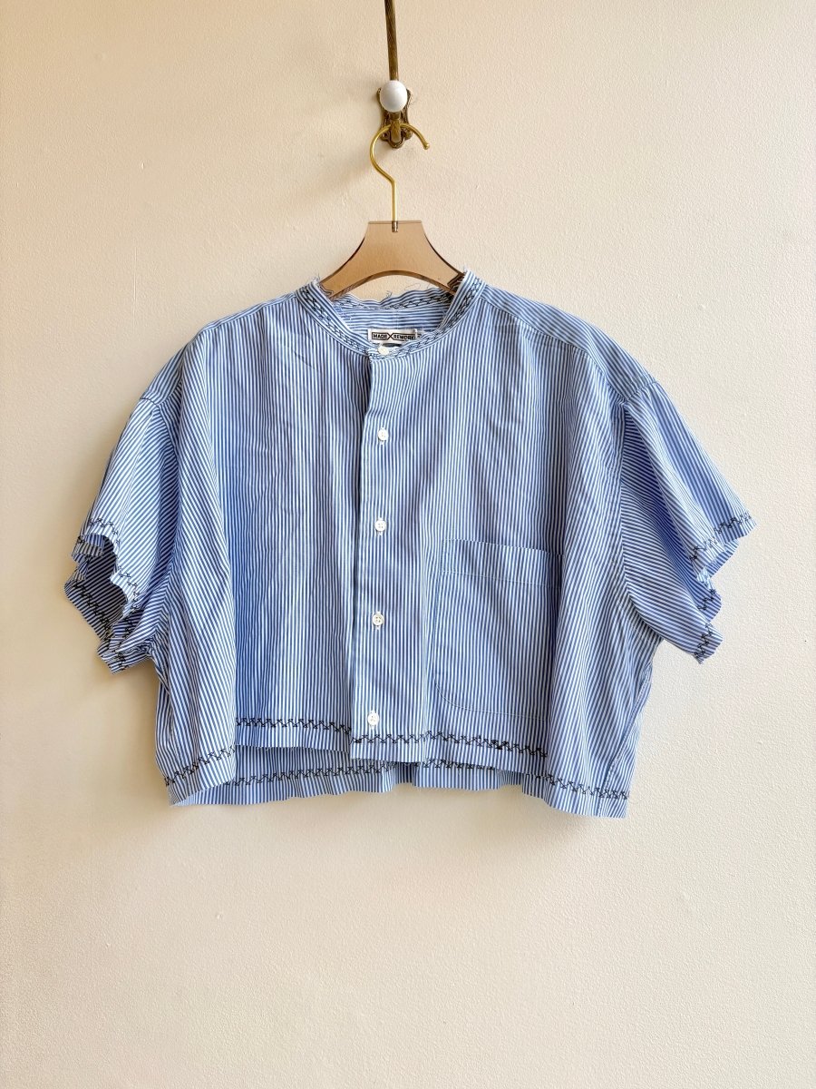 The Valley Shirt in Dusty Blue and White Stripe (Reworked) - Made X Hudson