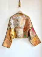 Reversible Kaira Quilted Cropped Jacket in Colors Tan, Wheat, Olive, Cream & Pink, Red, Black, Orange - Made X Hudson