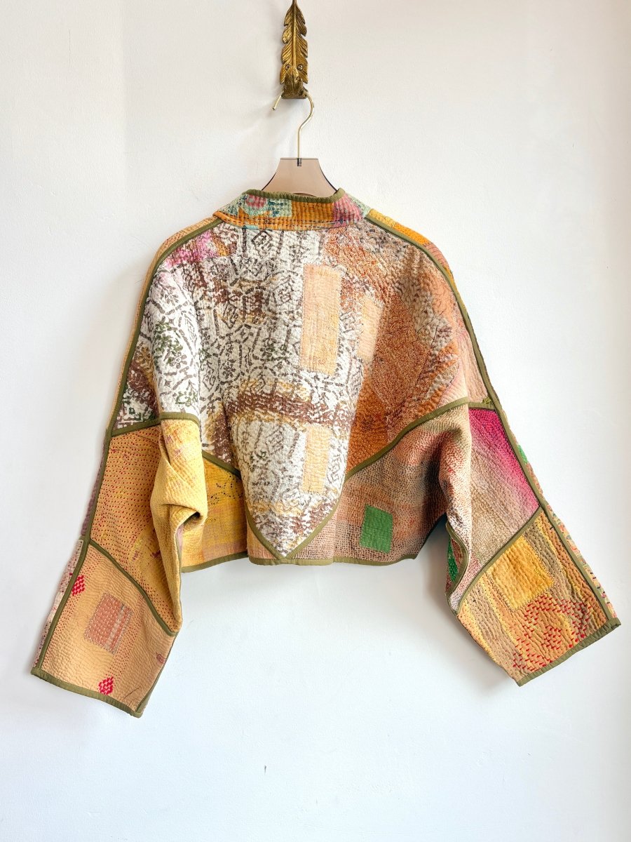 Reversible Kaira Quilted Cropped Jacket in Colors Tan, Wheat, Olive, Cream & Pink, Red, Black, Orange - Made X Hudson