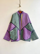 Reversible Ladhiya Quilted Jacket in Colors Blue, Carrot Orange, Sage & Lilac and Forest Green - Made X Hudson