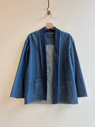 2 - Pocket Denim Wrap Jacket with Diamond Patchwork (Reworked) - Made X Hudson