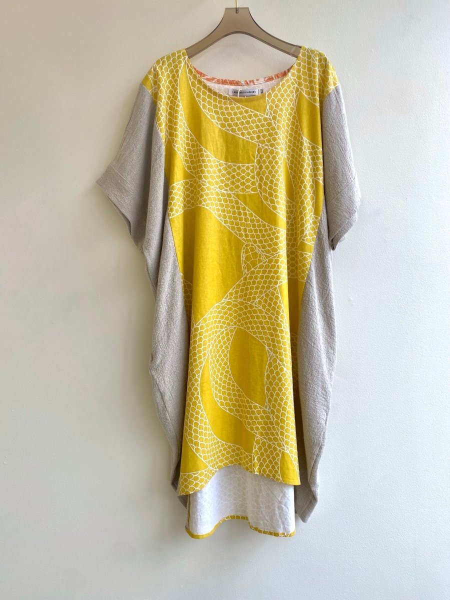 Yellow Snake Print Flared Cocoon Dress - Made X Hudson