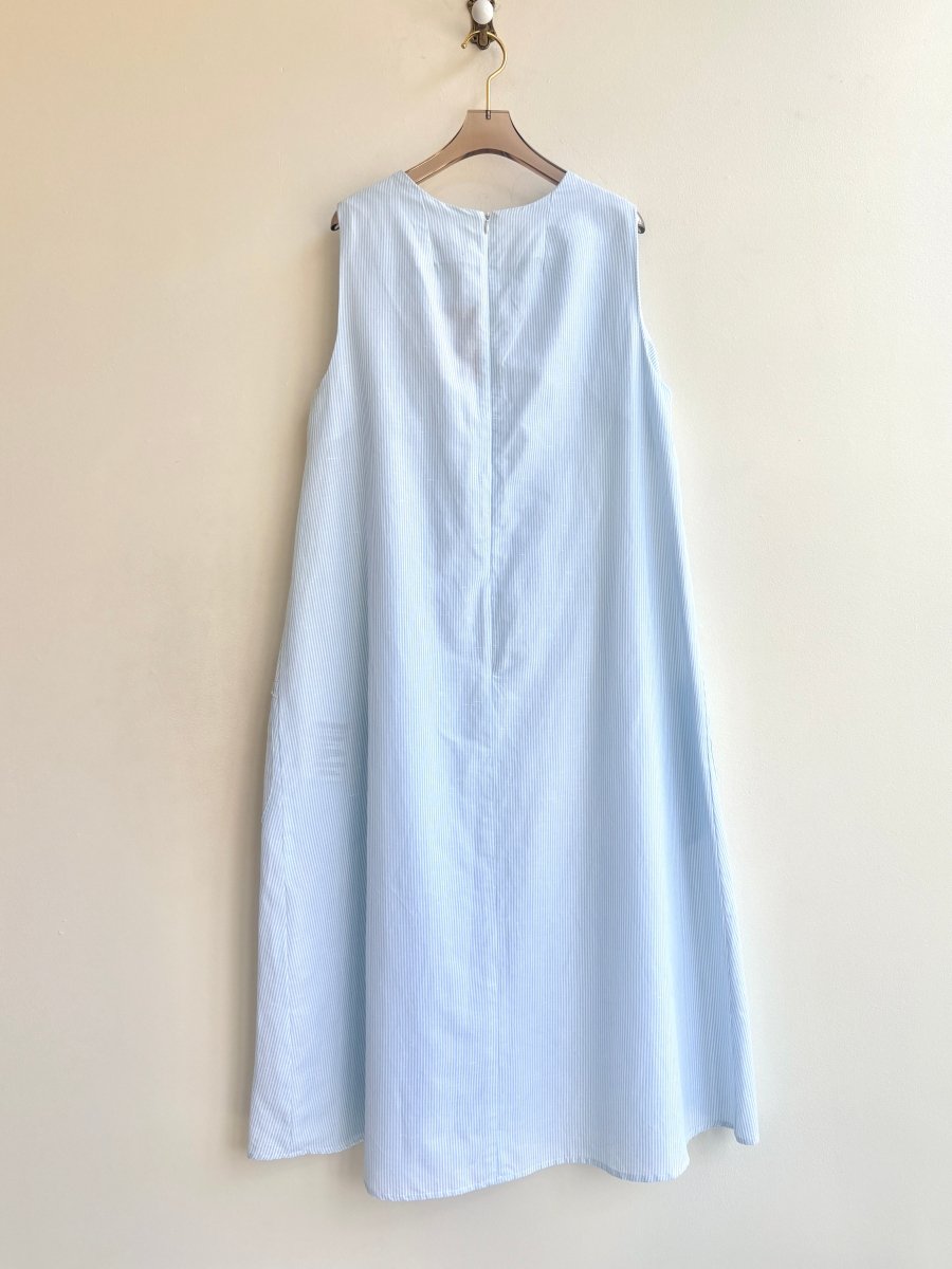 Blue Mini - Stripe Chore Dress w/ Patch Pockets - Made X Hudson