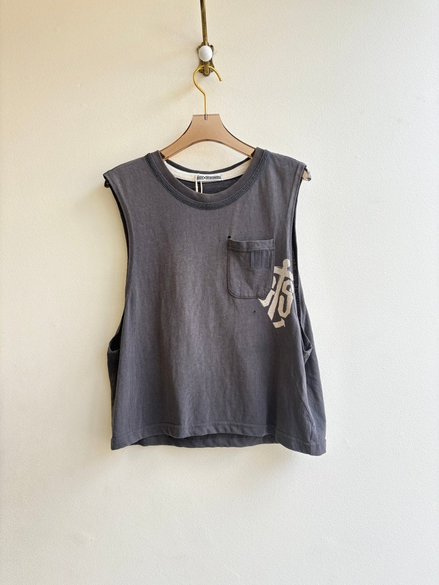 Cropped Grey Mini Pocket Sleeveless Tee (Reworked) - Made X Hudson