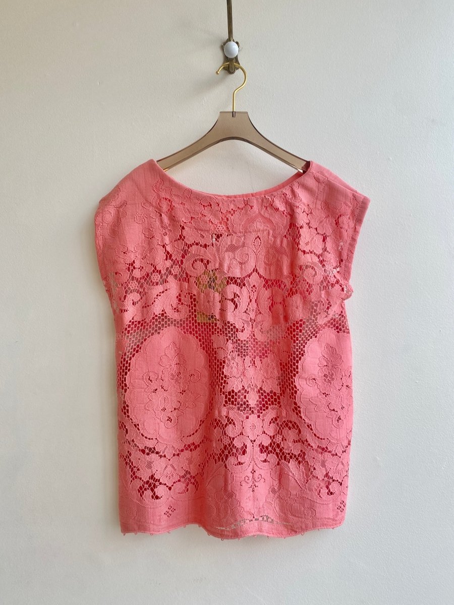 Coral Pink Heirloom Crochet Top - Made X Hudson