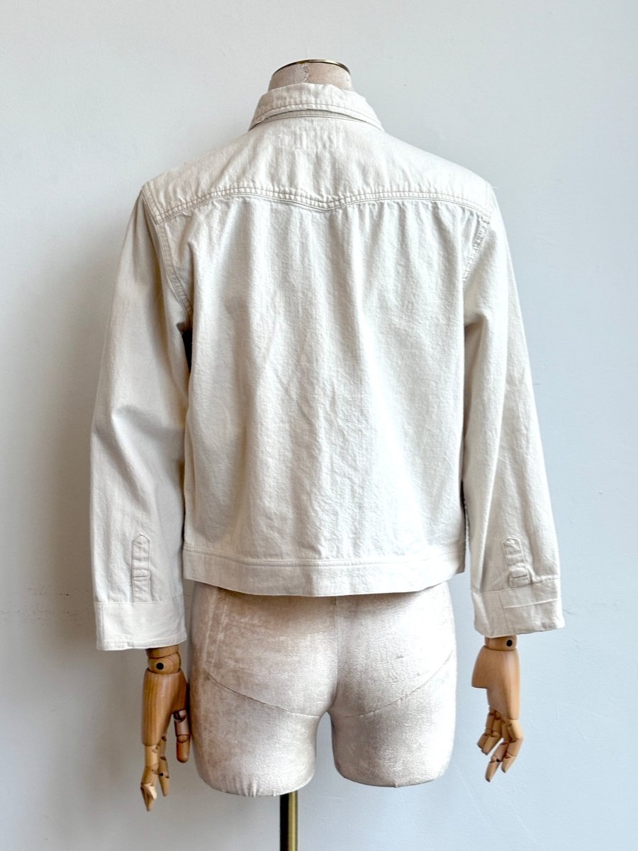 White Denim Shirtjacket w/ White & Blue Lemoyne Star (Reworked) - Made X Hudson