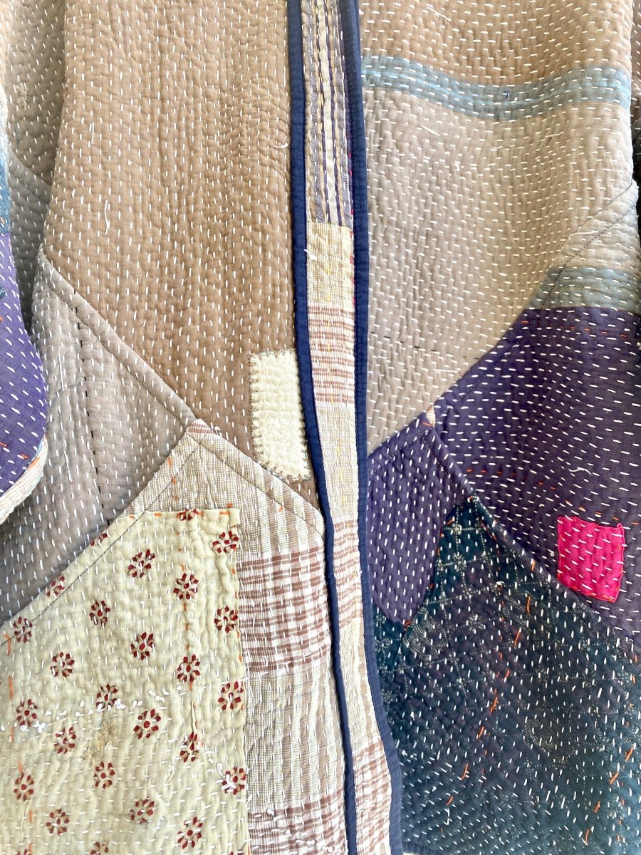 Reversible Ladhiya Quilted Jacket in Colors Neutral, Blue, Red & Brown, Purple & Blue - Made X Hudson