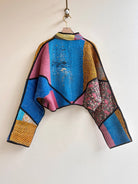 Reversible Kaira Quilted Cropped Jacket in Colors Mustard, Mauve, Blue, Yellow, Pink & Tan, Blue, Pink, Orange, Yellow, Green - Made X Hudson