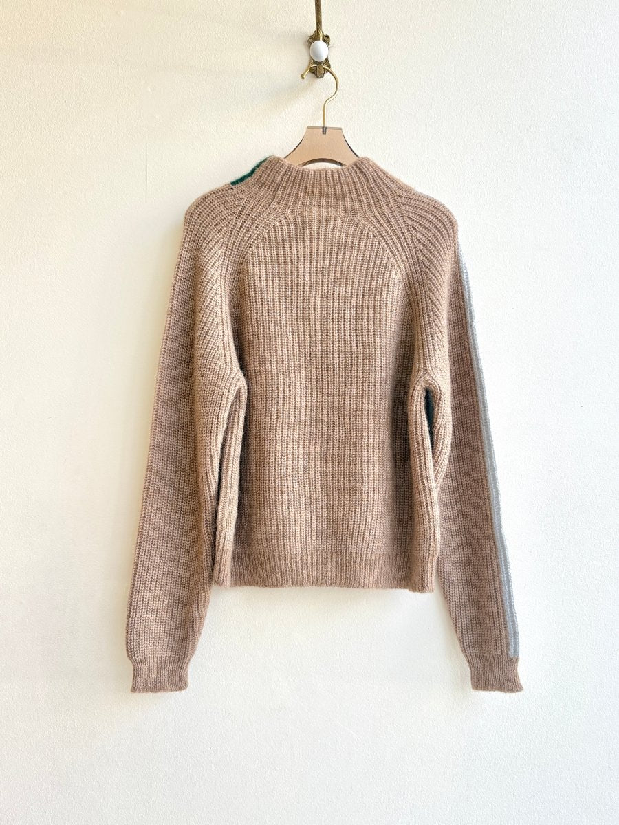 Racing Stripe Mockneck Mushroom Sweater - Made X Hudson