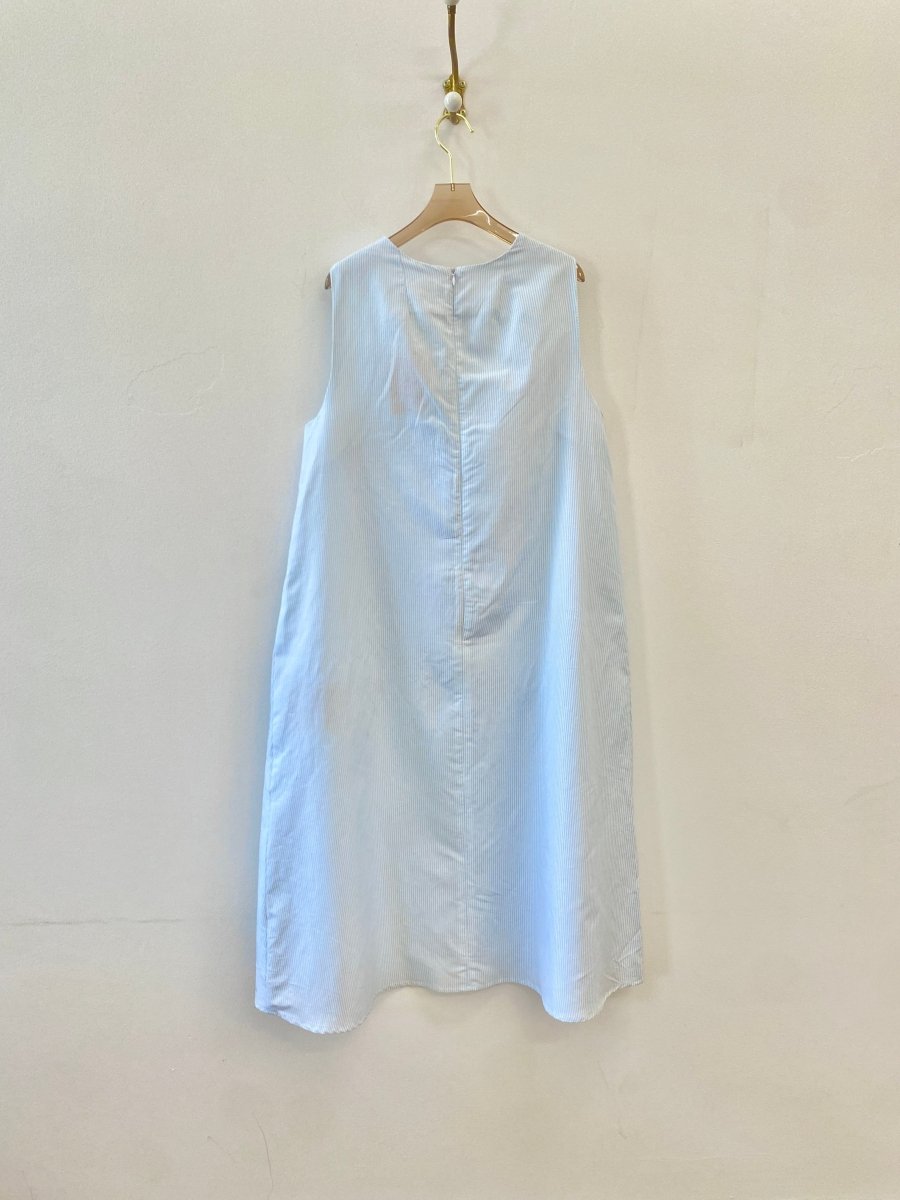 Blue Mini - Stripe Chore Dress w/ Patch Pockets - Made X Hudson