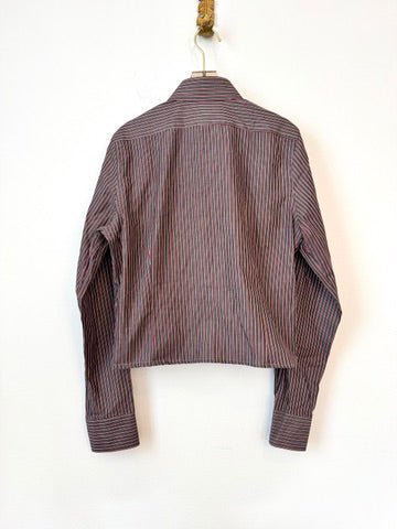 The Vale Shirt in Charcoal and Red Stripe (Reworked) - Made X Hudson