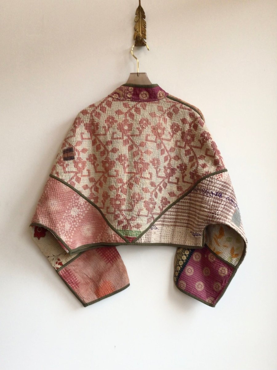 Reversible Kaira Quilted Cropped Jacket in Colors Mauve, Yellow, Teal, Tan, Orange & Soft Pink, Purple, Tan - Made X Hudson