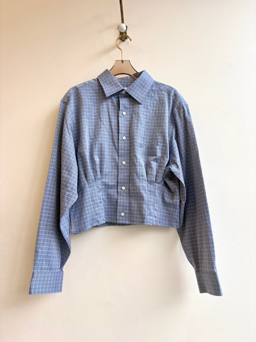 The Kevin Top | Navy Twill and White Checker w/ Gathered Waist (Reworked) - Made X Hudson