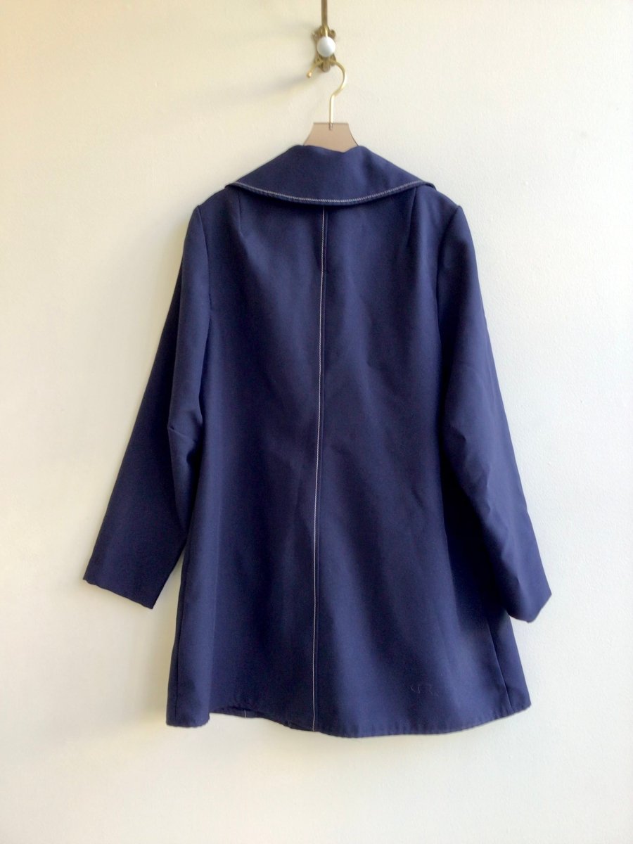 Navy Topstitch Faux Double Breasted Peacoat (Vintage) - Made X Hudson