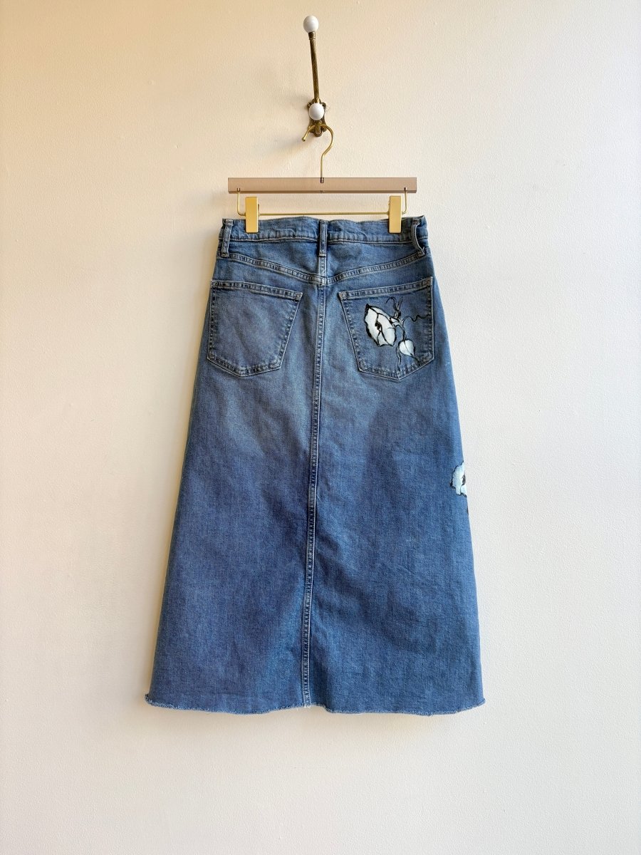 Light Denim Skirt Bleached Morning Glories (Reworked) - Made X Hudson