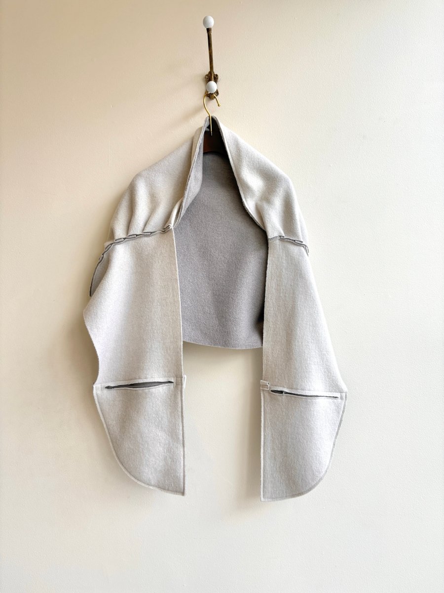 Cream & Grey Shawl 2T w/ 2 Pleats - Made X Hudson