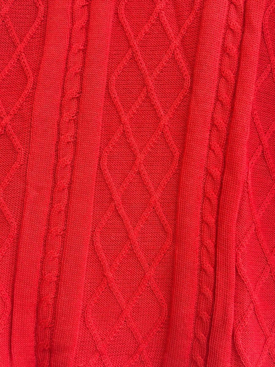 Oversized Red - Orange Alpaca Cable Knit Sweater (Unisex) - Made X Hudson