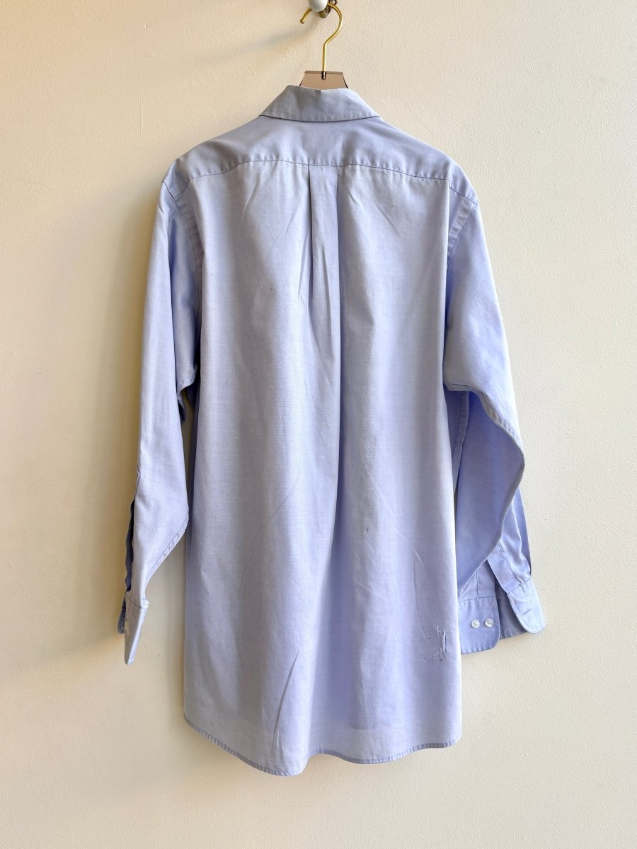 “Tatum” Pale Blue Hand Embroidered Carrot Print Shirt (Reworked) - Made X Hudson