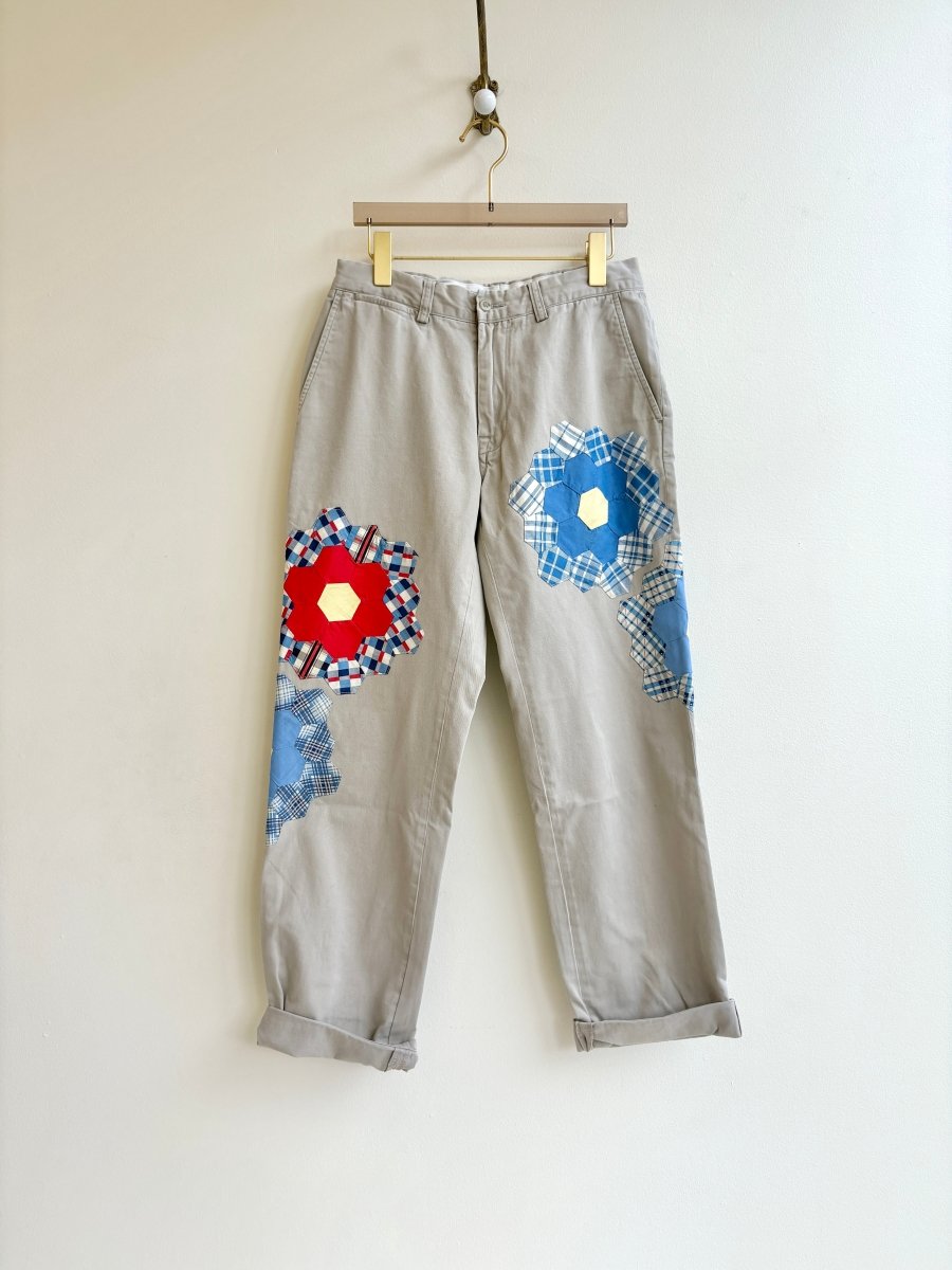 5 Grandma’s Garden Quilted Block Patched Chino Pant (Reworked) - Made X Hudson