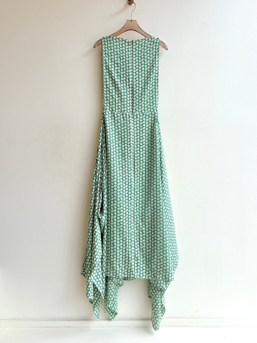 Zero - Waste Dress in Spring Green Silk Floral Pattern - Made X Hudson