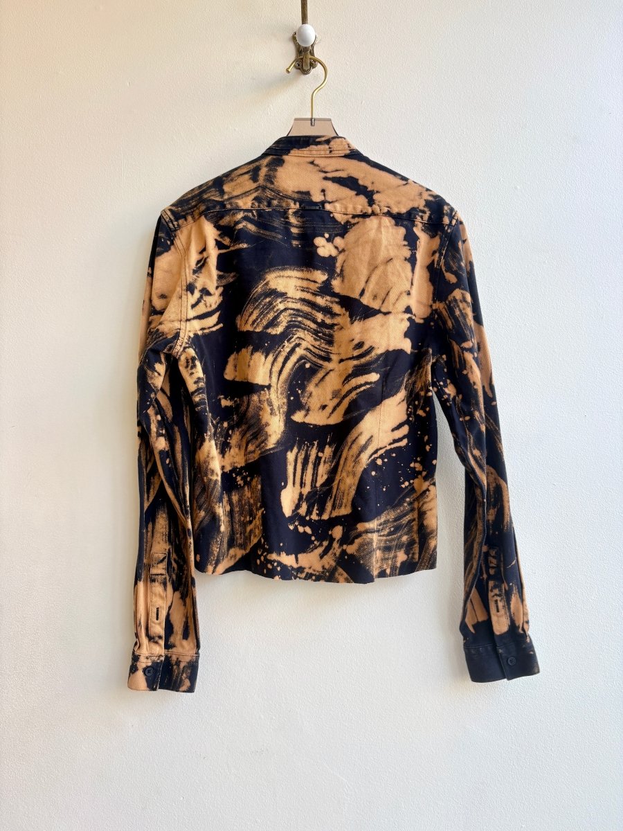 Brush Stroke Button Down Cropped Shirt in Black and Amber (Reworked) - Made X Hudson
