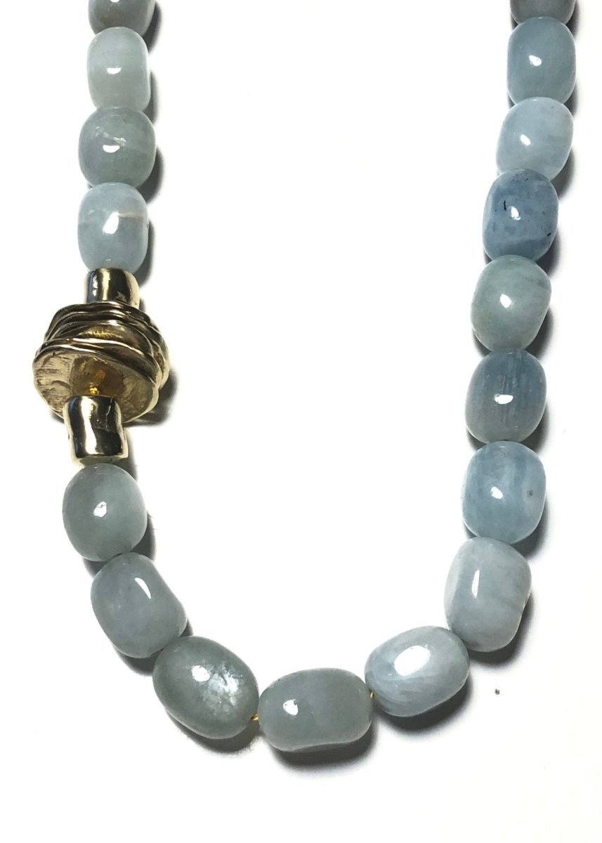 Collana Necklace | Aquamarine Natural & Brass Beads - Made X Hudson