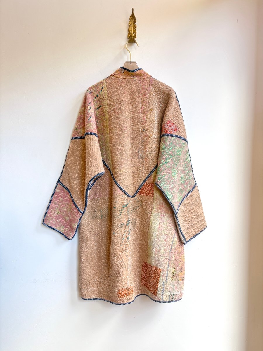 Reversible Sai Long Trench Quilted Jacket in Colors Tan, Green, Grey, Orange & Green, Purple, Magenta, Blue - Made X Hudson