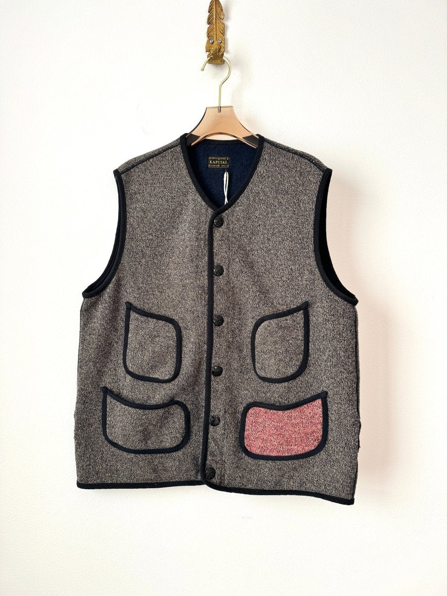 Kapital | Mulled Knit Vest With Red Pocket (Vintage) - Made X Hudson