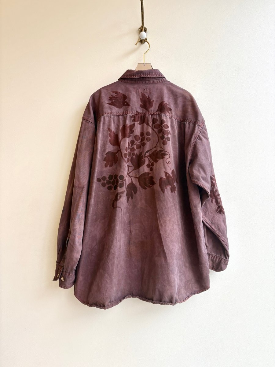 Dark Mauve Salt Jug Motif Button - Up | Hand Painted (Reworked) - Made X Hudson