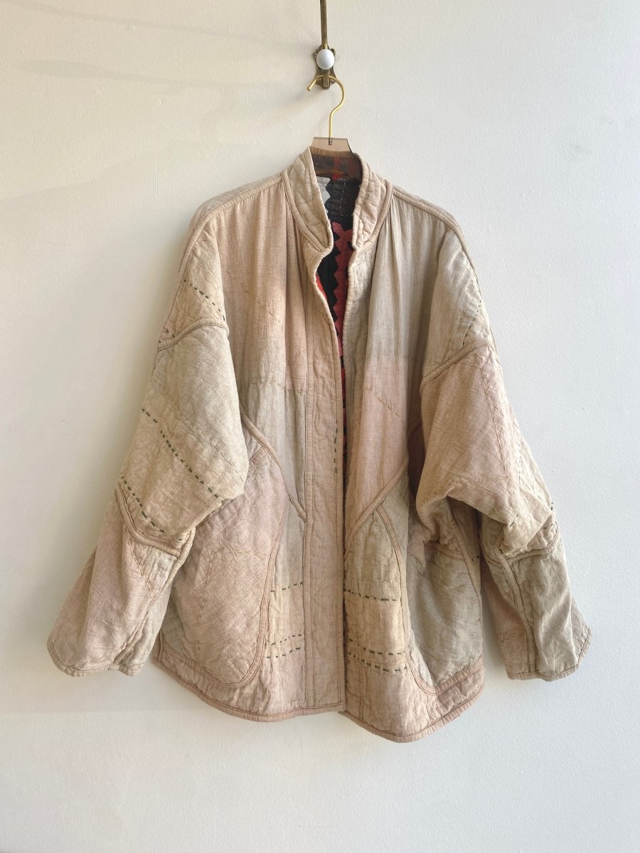 Reversible Ishani Quilted Jacket in Colors Red, Yellow, Black & Flax - Made X Hudson