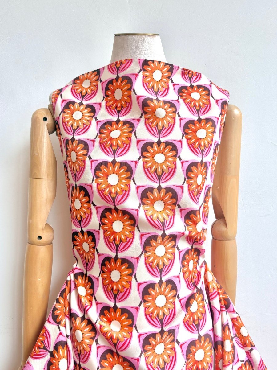 Zero-Waste Dress in Orange Blossom and Pink Iris Pattern - Made X Hudson