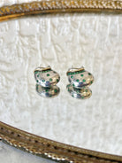 Nautilus Silver Tsavorite Garnets and 18k Gold Rim Earrings - Made X Hudson
