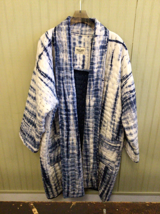 Indigo Shibori Duster (Kantha Quilt)