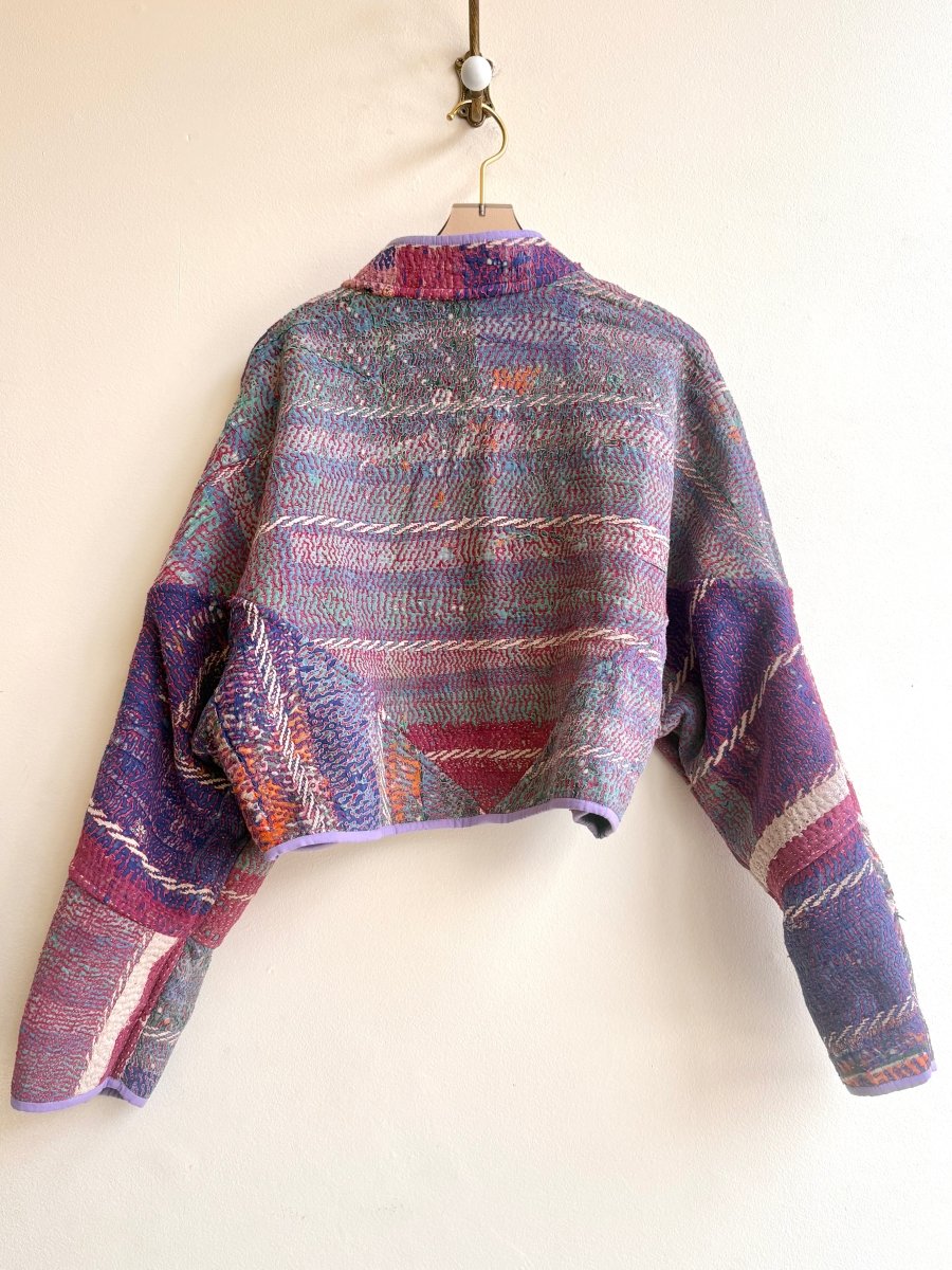 Reversible Kaira Quilted Cropped Jacket in Colors Emerald, Rose Petal, Cream, Lilac & Rosewood, Soft Teal, Stone Blue - Made X Hudson