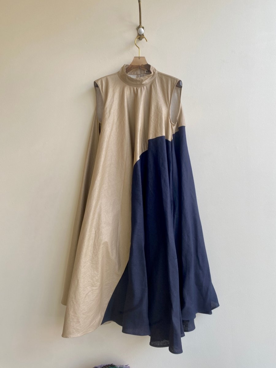 Strolling Tent Dress (Blue & Gold) - Made X Hudson