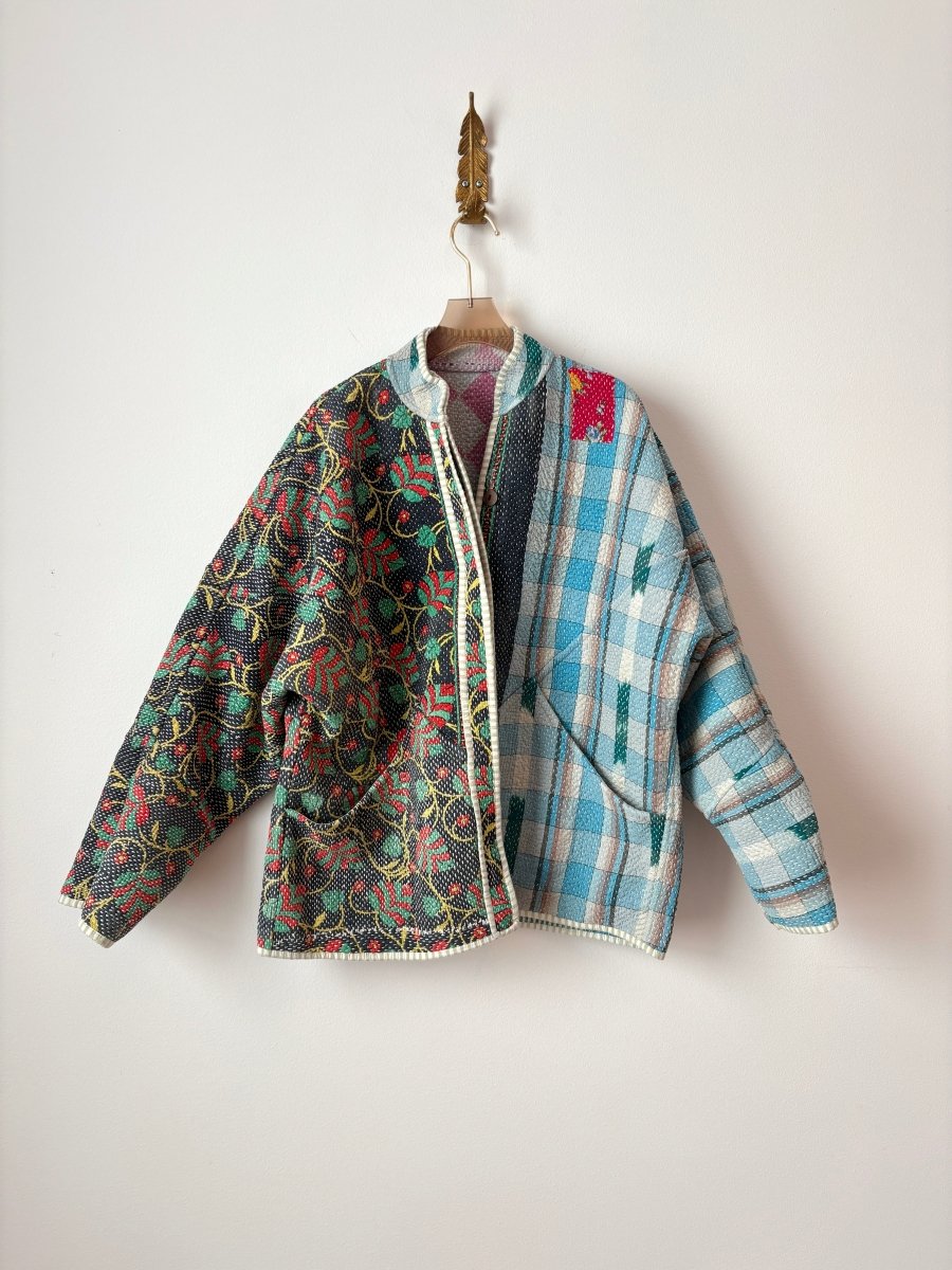 Reversible Ladhiya Quilted Jacket in Sky Blue, Baby Pink, Green, Cream & Sky Blue, Powder Blue, Black, Red, Green - Made X Hudson