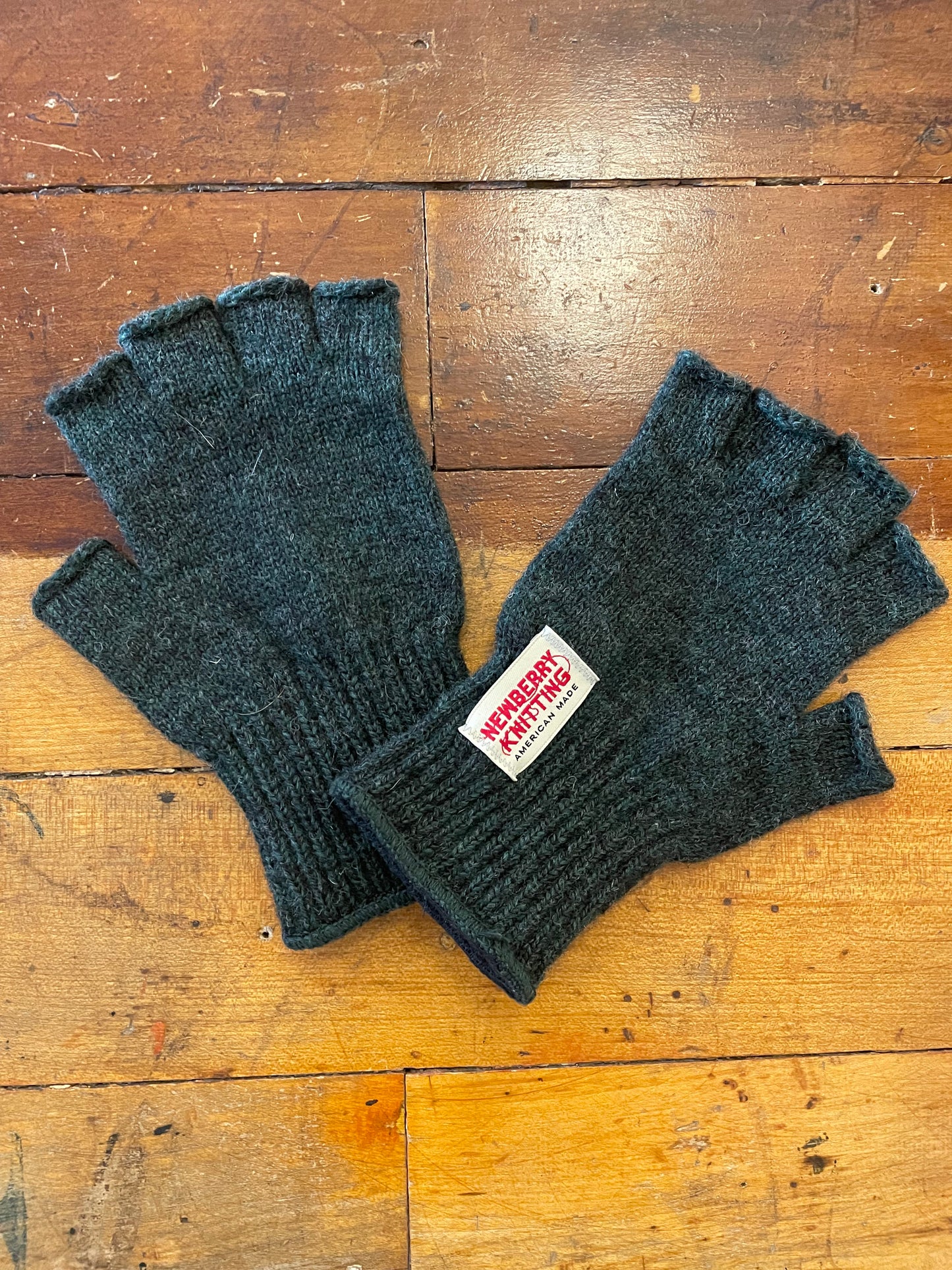 Fingerless Wool Gloves w/ Leather Palms (Ladies One Size)