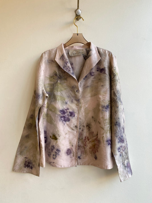 Silk Pale Pink Eco-Printed Shirt/Blazer (Reworked)