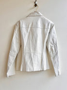 Wilsons Leather | Bright White Leather Coat with Vertical Lines (Vintage) - Made X Hudson