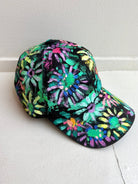 "Ivy" Black Baseball Cap w/ Lime Neon Flowers | Hand Painted - Made X Hudson