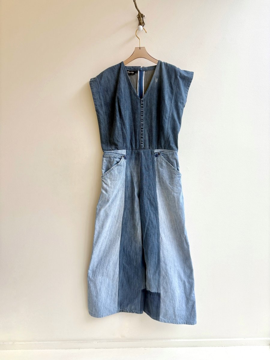 Denim Multi - Colored Patchwork Denim Jumpsuit - Made X Hudson