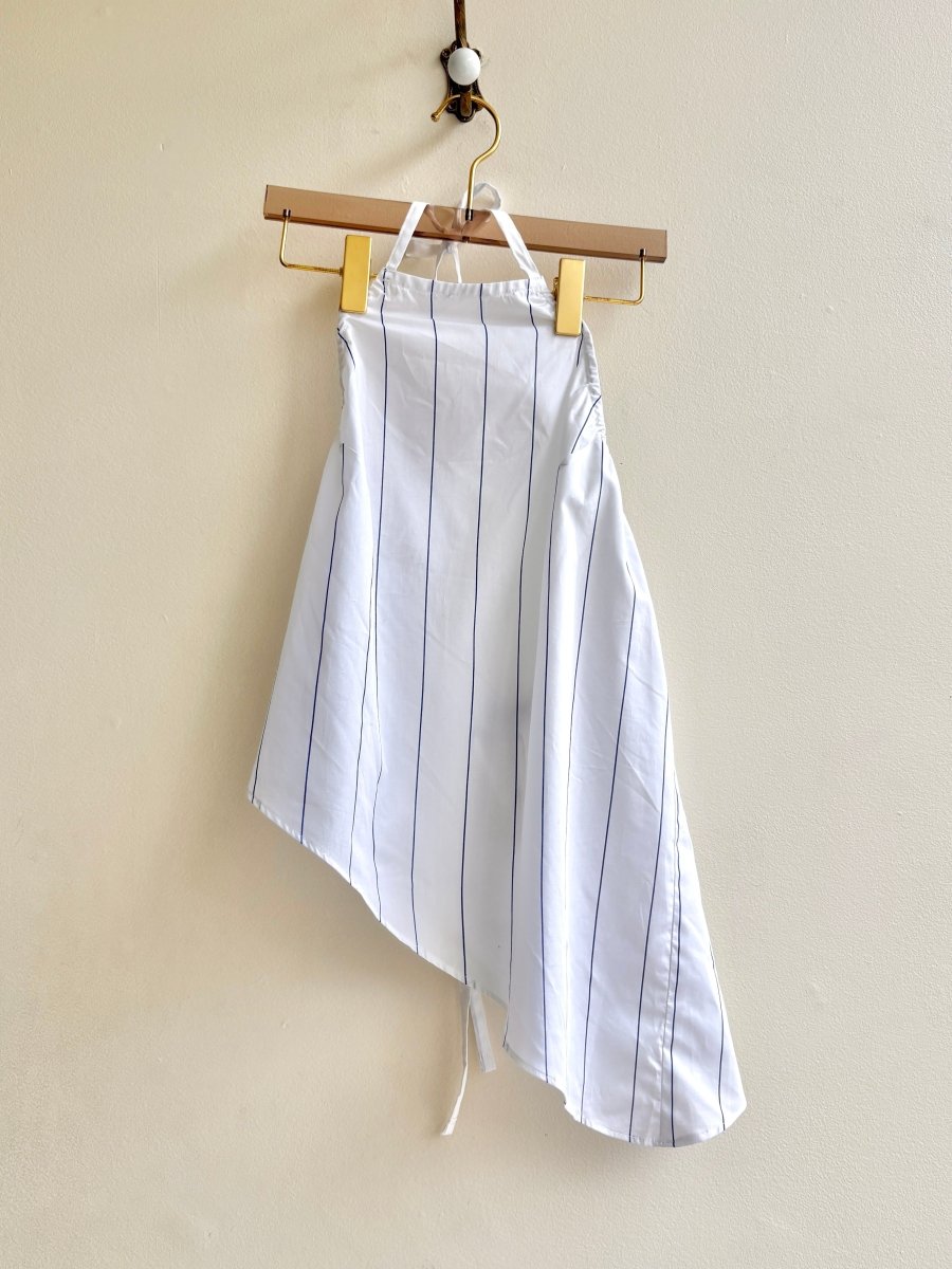 The Halter Tank | White Wide Mini Blue Stripe (Reworked) - Made X Hudson