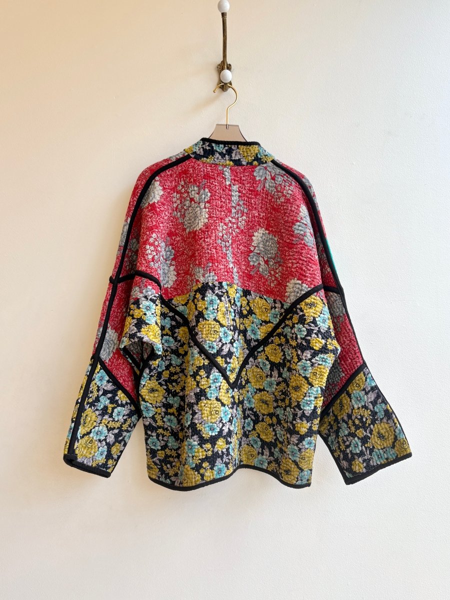 Reversible Ladhiya Quilted Jacket in Colors Red, Blue, Black, Teal & Red, Orange, Blue, Black - Made X Hudson