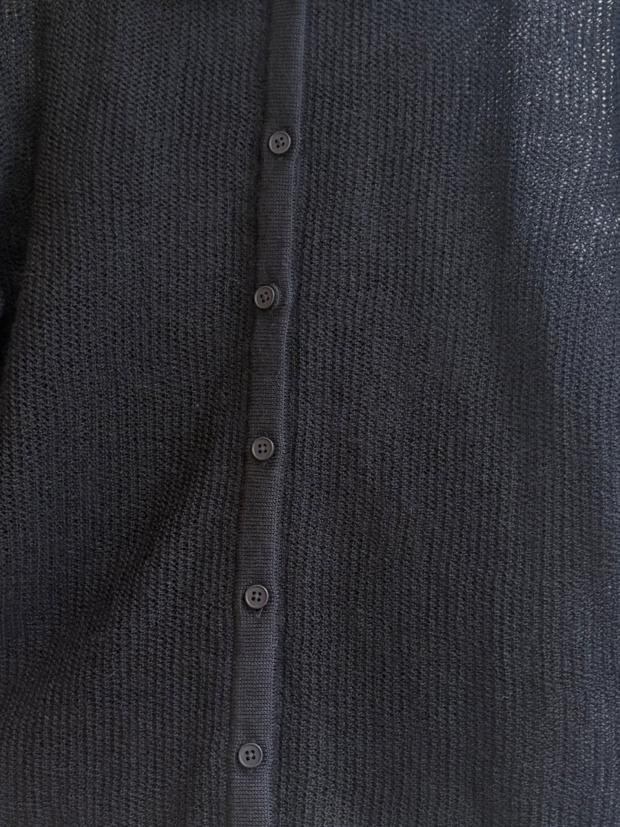 Knitted Alpaca Openwork Button Down w/ Collar Top (Women's) - Made X Hudson