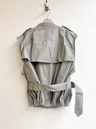 The Trench Vest | Stone Grey w/ Belt and White Zip (Reworked) - Made X Hudson